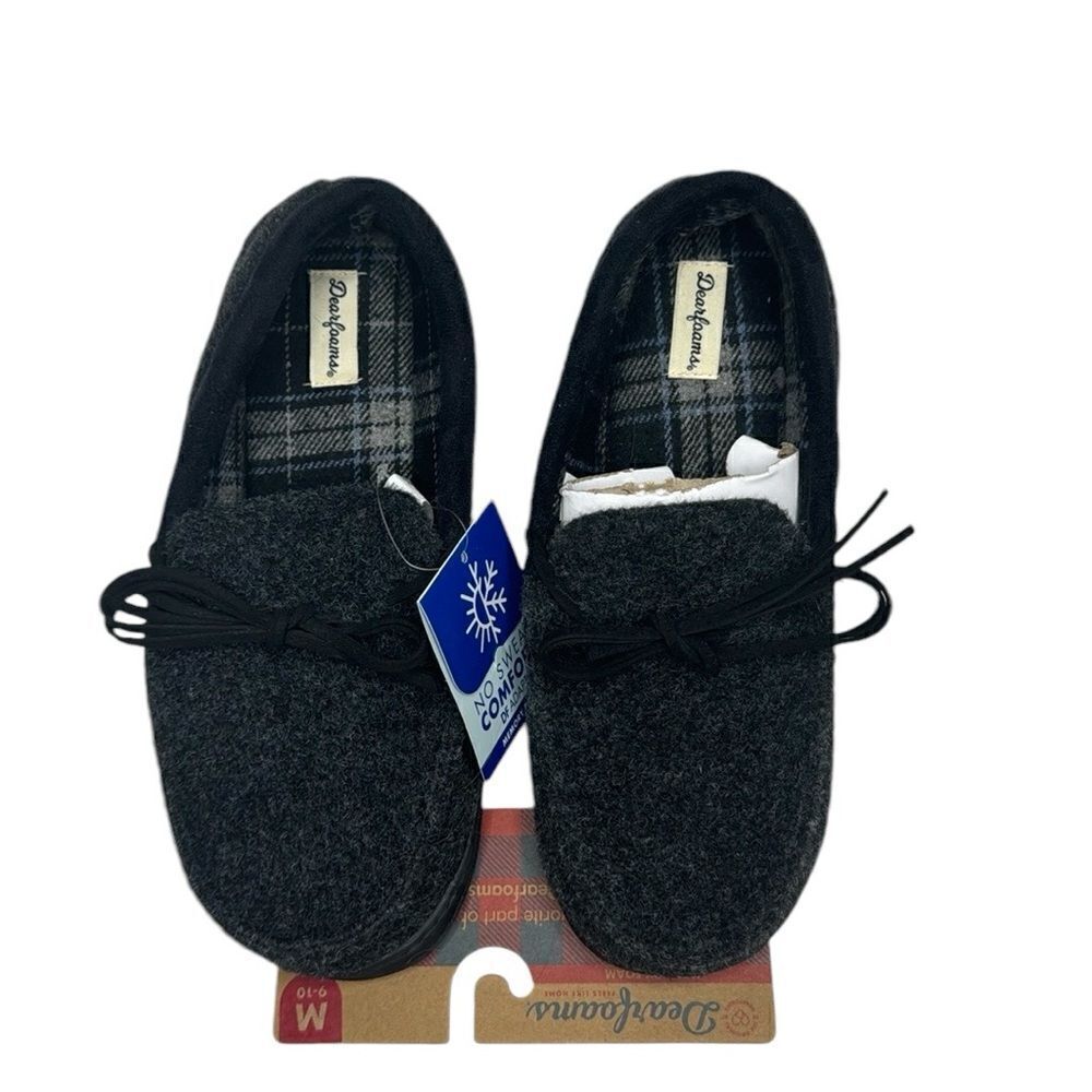 Dwarfoams‎ Memory Foams Grey/Black Slippers. Size Medium(9-10). NWT.